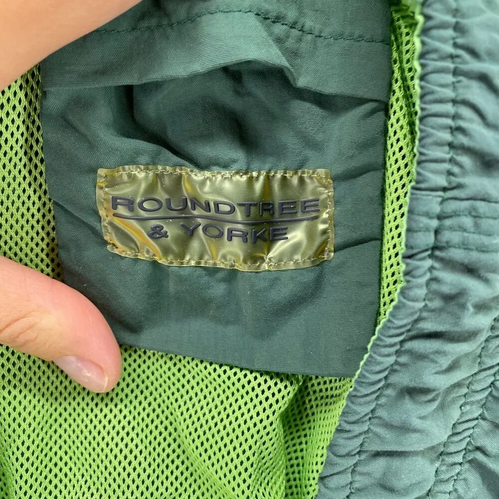 Roundtree & Yorke Swimwear Trunk Men L Green Sports Mesh High-Rise Drawstring